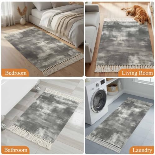 Modern Minimalist Hallway Runner Rug 2'x5', Abstract Painting Texture