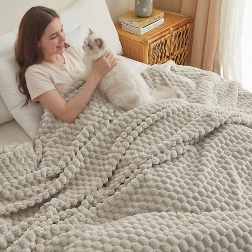 PHF Soft Cozy Fleece Blanket Queen Size, 340GSM Lightweight Warmth