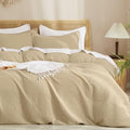 PHF Waffle Duvet Cover Queen, Ultra Soft & Breathable, 90"x90", Khaki