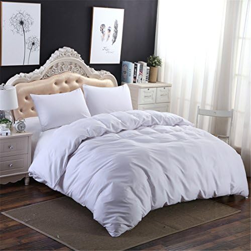 100% Natural Cotton Hotel Quality White Duvet Cover Queen Size 3 Pcs