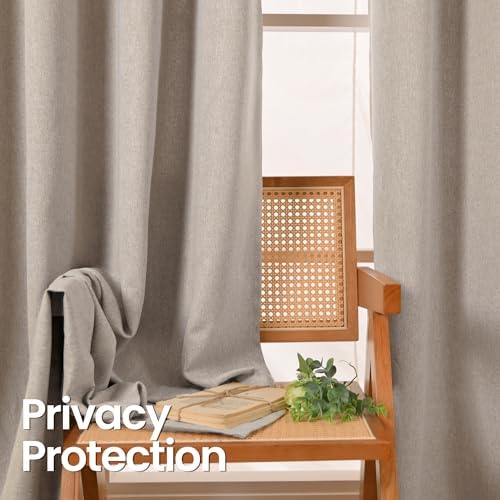 BGment Taupe Linen Curtains for Living Room 84 Inch Length 2 Panels