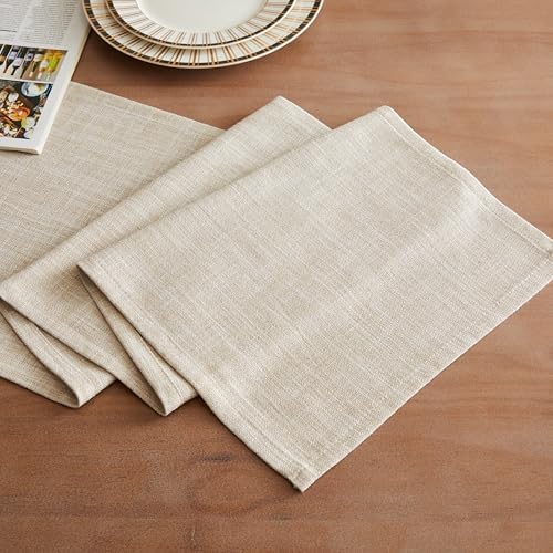 ZeeMart Rustic Cotton Linen Table Runner, 13x36 Inches Taupe