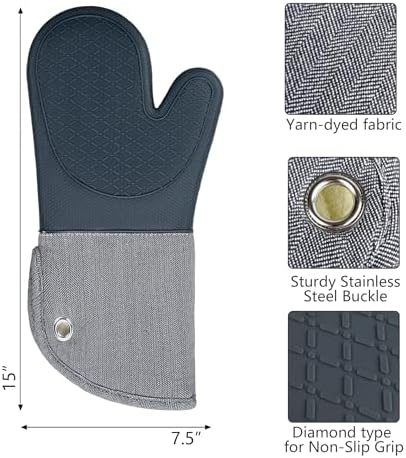 Microwave Silicone Oven Mitts one Pair, Kitchen Mitten Set