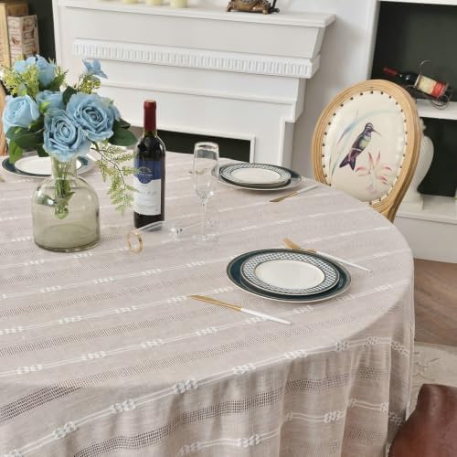 Round Patio Tablecloth Outdoor 70.9 inch,Linen-Look