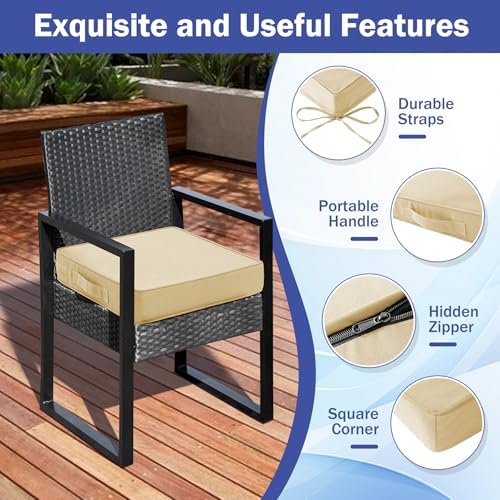 IASEAHK Patio Chair Cushions, 19" x 19" x 3" Outdoor Chair Cushions