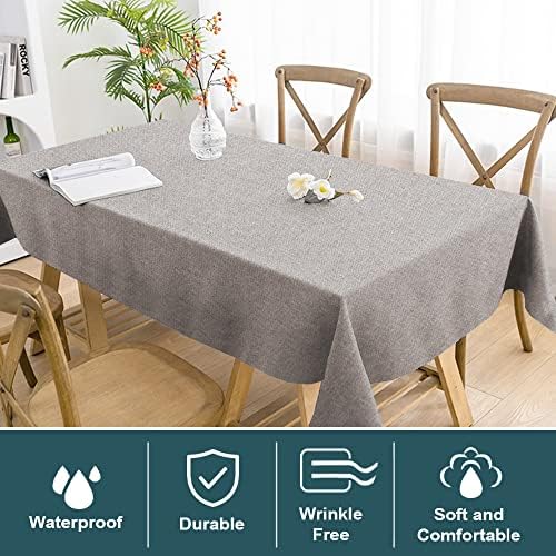 FantasDecor Linen Textured Table Cloths Rectangle Tablecloth