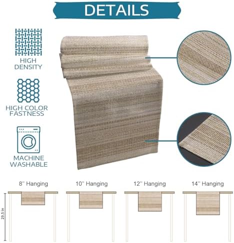 Linen Textured Striped Table Runner and Placemats Set of 4 Farmhouse
