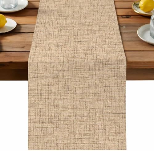 Minimalist Beige Table Runner for Dining Table Rustic Neutral Modern