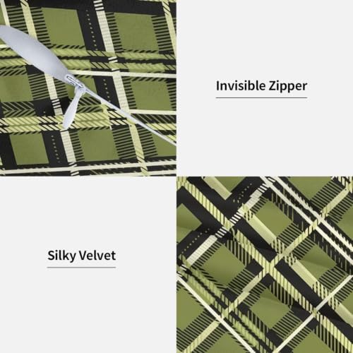 Black Green Plaid Throw Pillow Covers Set of 2 22x22