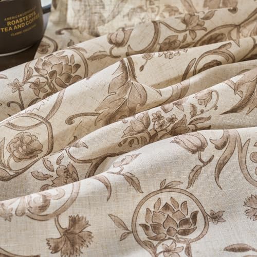 jinchan Linen Floral Curtains for Living Room with Printed Flower