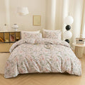 ECOCOTT Floral Duvet Cover Queen Size, 100% Washed Cotton 3 Piece