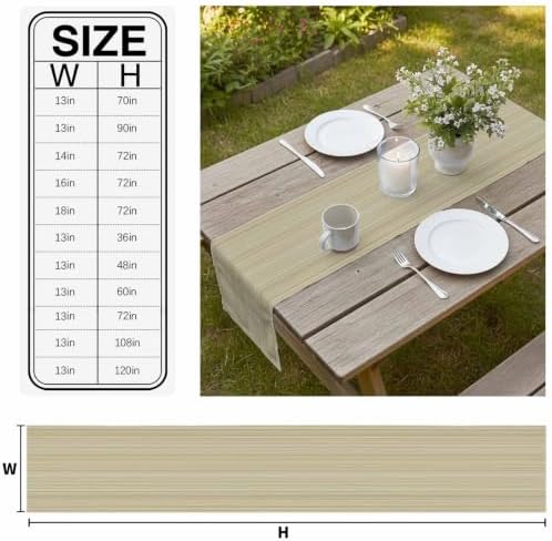 Rustic Beige Striped Table Runner 108 Inch Long Dresser Scarves Linen