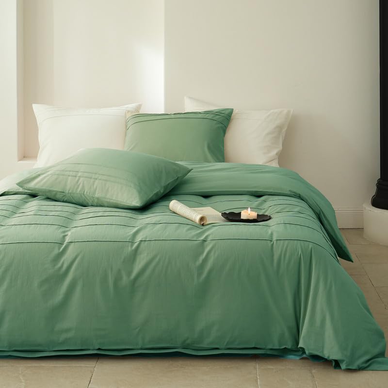 BISELINA 100% Washed Cotton Duvet Cover Set – Soft & Cozy Summer
