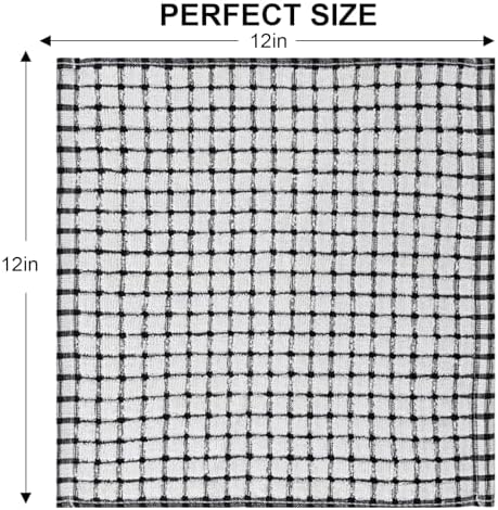 Kitinjoy Cotton 12 Pack Terry Kitchen Dish Cloths, Black