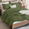 Andency Dark Olive Green Twin Comforter Set, 2 Pieces Boho Bedding Set