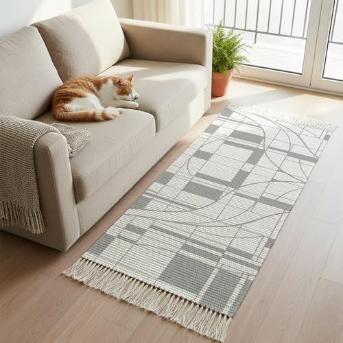 Modern Bohemia Hallway Runner Rug 2'x5', Abstract Minimalist Geometric