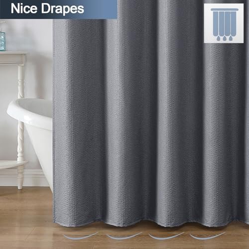 OWENIE Grey Shower Curtain for Bathroom 84 Inches Eatra Long, Elegant
