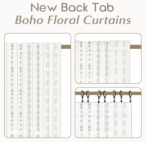 Light Gray Farmhouse Curtains for Bedroom Living Room,Grey and White