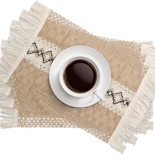 EMMTEEY Macrame Placemats Set of 6 Boho Style - Scratch & Heat