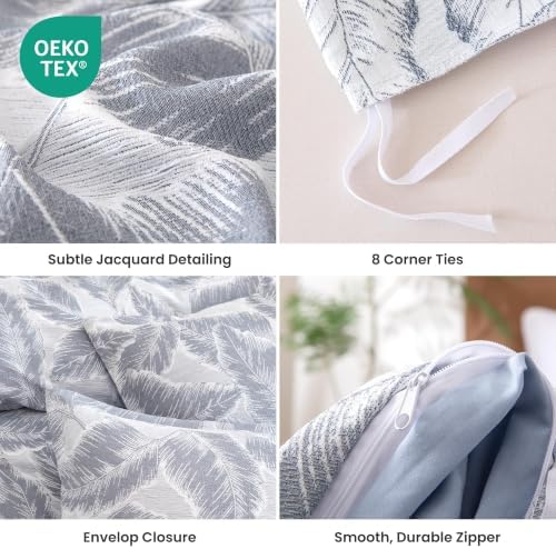 SLEEP ZONE Duvet Cover Set King, Rustic Jacquard Bedding Set, Gray
