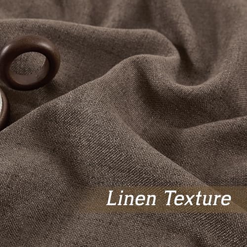 RYB HOME Linen Semi Sheer Curtains for Bedroom Living Room 96 inches