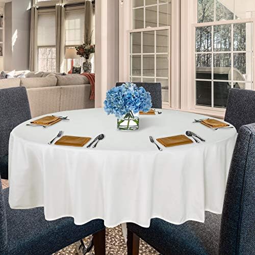Easy-Going Round Waterproof Tablecloths R70 inch Ivory Spillproof