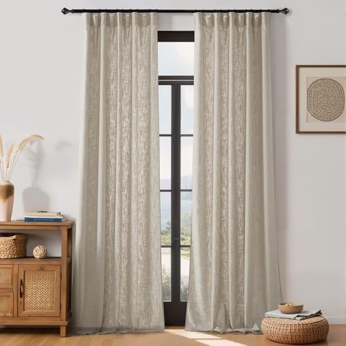 NICETOWN Taupe Thick Linen Curtains 84 Inches Long for Living Room 2
