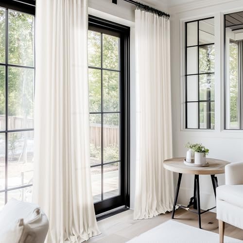Extra Long 120 inch Curtains Linen Blend for Living Room Back Tab