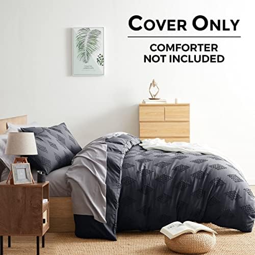 Hearth & Harbor Boho Bedding - King Size 3 Piece Tufted Grey Duvet