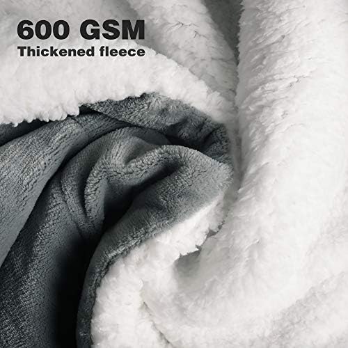 EDOW Faux Sherpa Flannel Throw Blanket, 600GSM Thickened Reversible