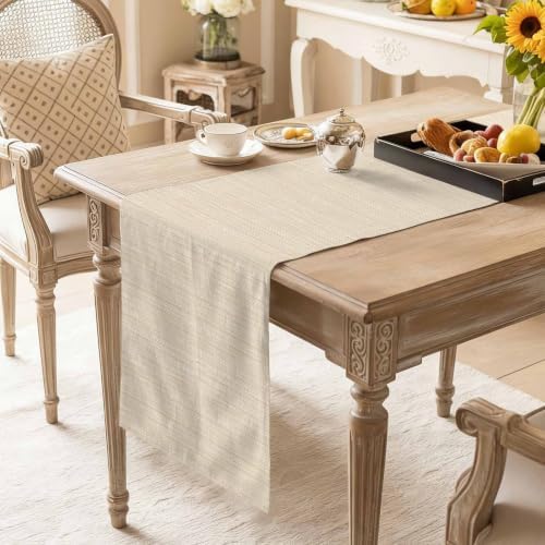Creamy Ivory Table Runner, Country Vintage Minimalist Solid Color