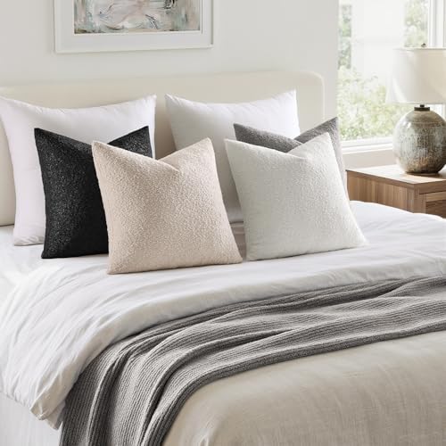 MIULEE Decorative Boucle Throw Pillow Covers 18x18 Black White Set of