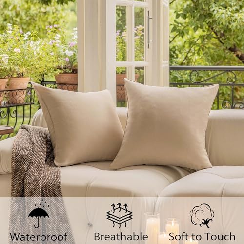 Demetex Outdoor Throw Pillows 18x18 Waterproof Square Pillow Covers