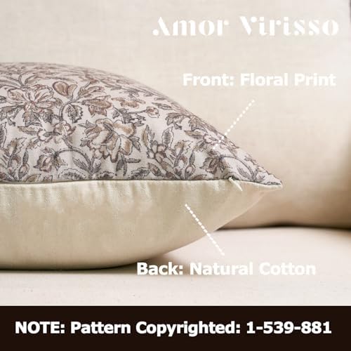 Amor Virisso Floral Throw Pillow Covers 18x18 Set of 2 Vintage Block