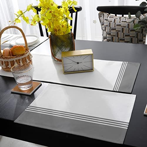 Farmhouse Table Mats Set of 4 With Table Runner 90 Inches Long, Cotton