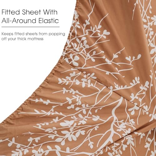 Home 4-Piece Luxury Elegant Bed Sheet Set - Twin, Taupe/White