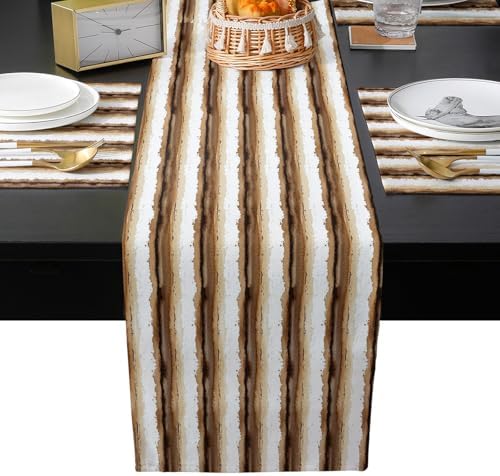 Abstract Stripes Table Runner and Placemats Set of 6 Dreamy Vertical