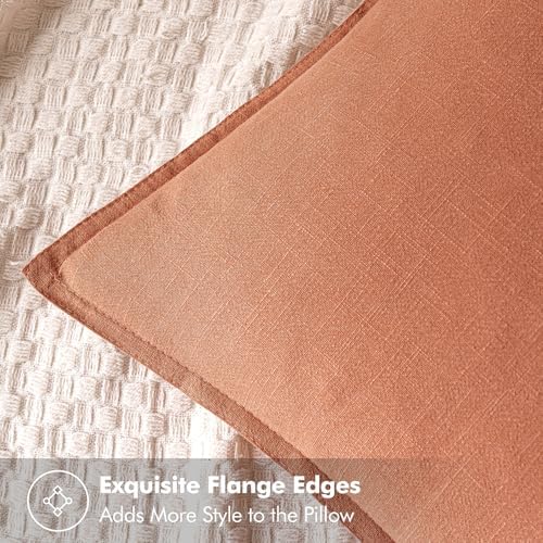 MIULEE Decorative Linen Pillow Covers 20x20 Inch Coral