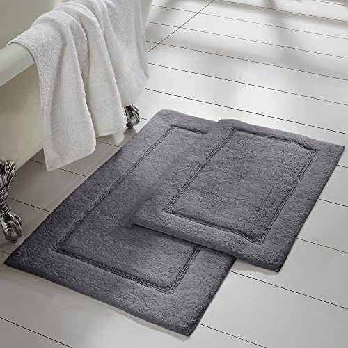 Modern Threads 2-Pack Solid Loop with Non-Slip Backing Bath Mat Set