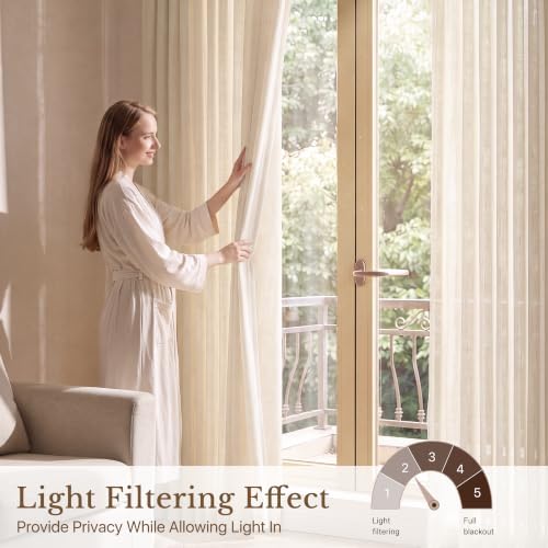 StangH Natural Pinch Pleated Linen Privacy Curtains 108 inches, 2