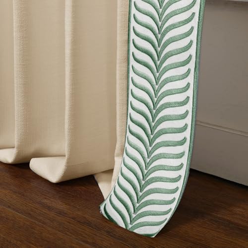 Embroidery Trim Linen Pinch Pleated Curtains, Gorgeous Window Panels