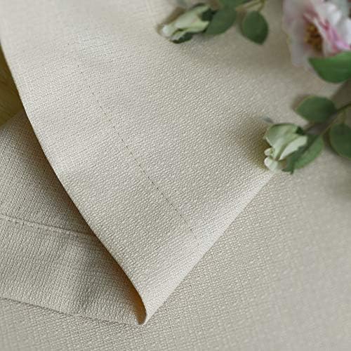 KOUFALL Beige Grommet Semi Sheer Faux Linen Curtains for Bedroom