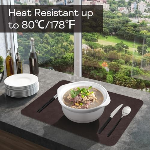 PU Placemats for Dining Table Set of 6, Heat Resistant Leather