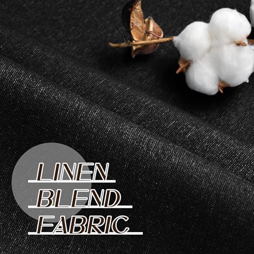 Full Blackout Black Linen Curtains 120 Inch Length 2 Panels