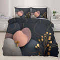 Mid Century Modern Abstract Duvet Cover King Size, Dark Gray Black