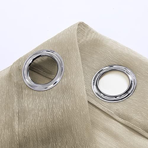 DONREN Taupe Sheer Window Panel Curtains -Luxury Soft Grommet Top