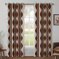 HOMEIDEAS Wave Room Darkening Curtains 52 X 96 Inch Length Brown and