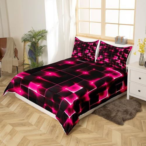 Castle Fairy Geometric Duvet Cover Queen Size,3D Abstract Modern
