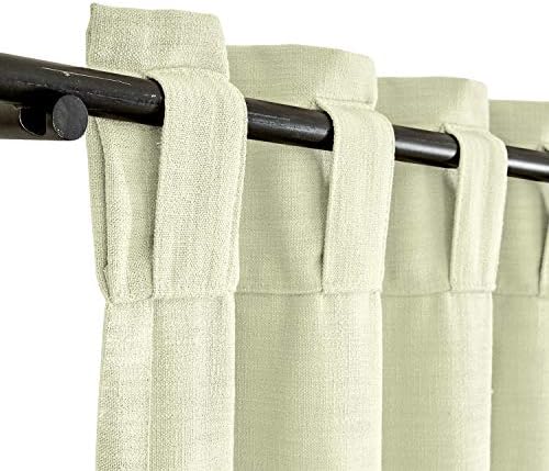 TWOPAGES Solid Ivory White Linen Cotton Back Tab Drape Window