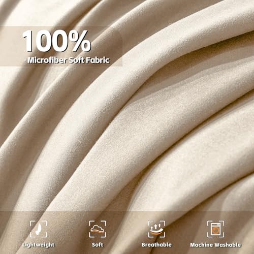 COZYART Full Comforter Set 7 Pcs, Beige Bed in a Bag